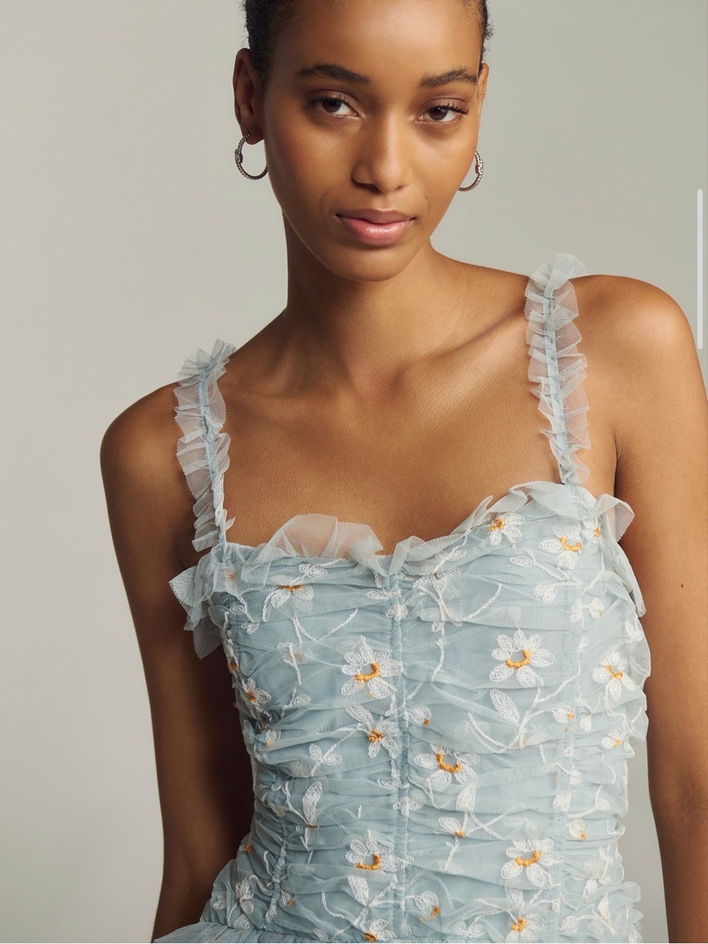 Anthropologie Light Blue Floral Maxi Dress - Picture 6 of 6